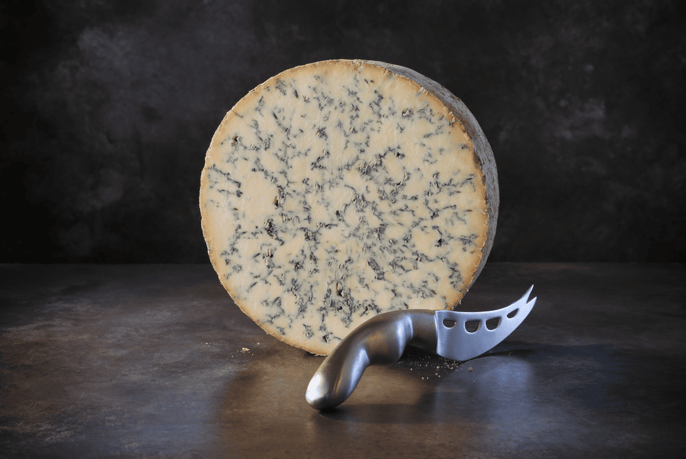 A wheel of Clawson Farms Stilton